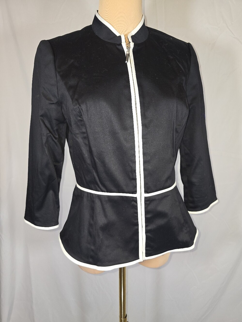 White House Black Market Black Jacket with White Trim